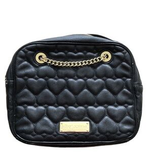 Betsey Johnson Black Heart Quilted Backpack Crossbody